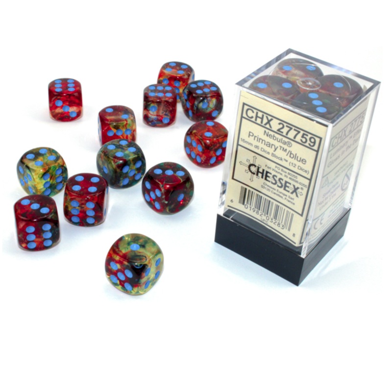 Nebula Primary/Blue Luminary 16mm D6 Dice Set (12) CHX27759