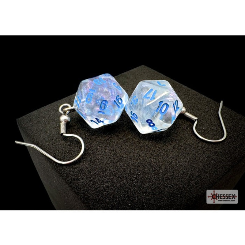 Chessex Hook Earrings: Borealis Icicle Mini-Poly d20 Pair