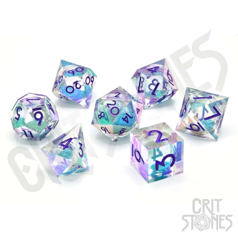 CritStones Liquid Core Resin Dice Set – Fantasia Fluid Electroplated (7pcs)