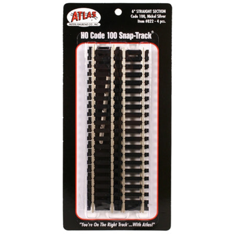 SnapTrack 6″ Strght NS (4) Code 100 HO Scale