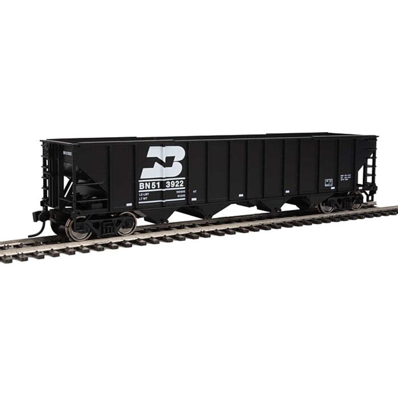 50′ 100-Ton 4-Bay Hopper – Ready to Run — Burlington Northern #513922