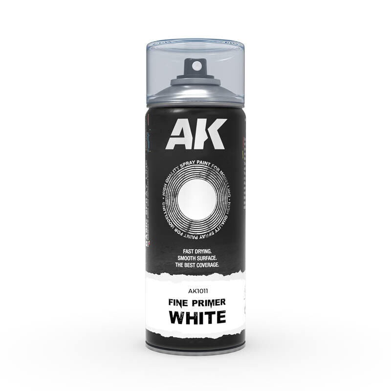 AK Interactive Fine Primer White – Spray Paint 400ml (Includes 2 nozzles)