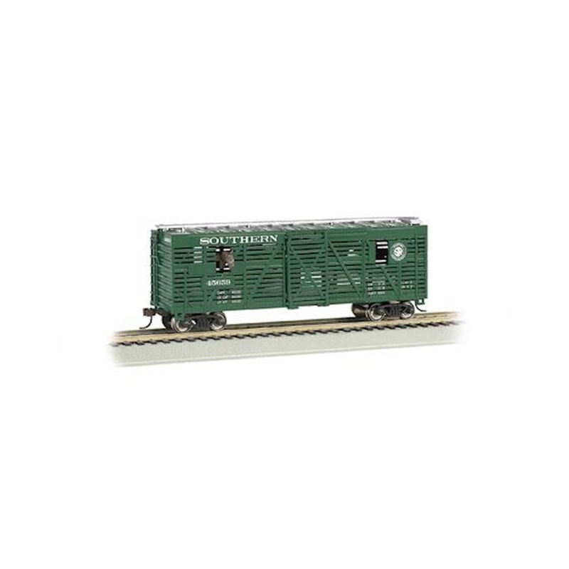 HO 40′ Animated Stock Car with Horses Southern Railway #45659 Green (BAC19702)