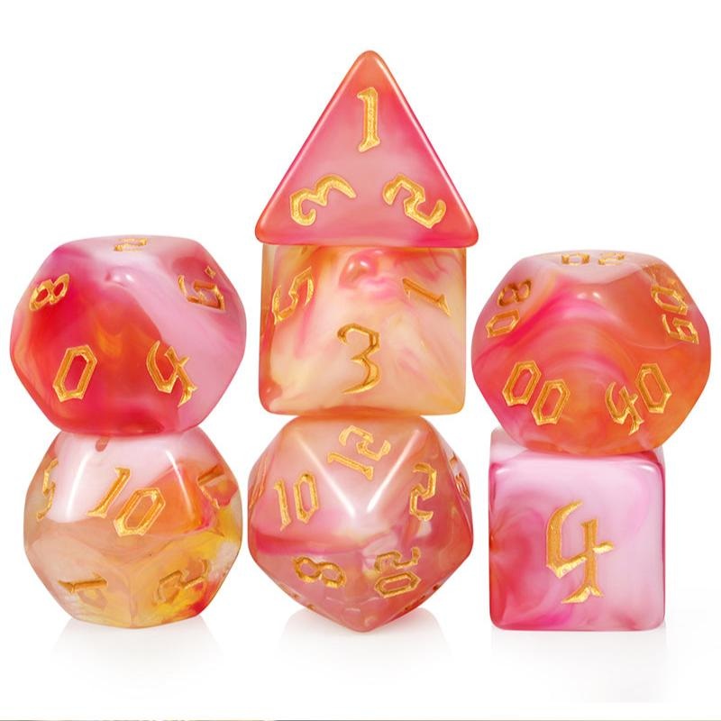 Acrylic Dice Set – Flamingo (7pcs)